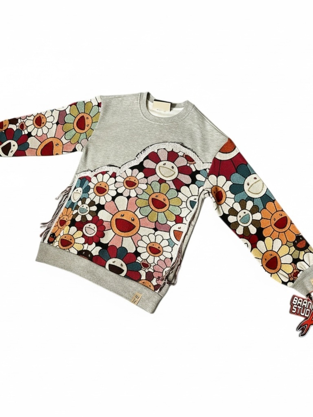 🌸 Brand X Studios Murakami Tapestry Crewneck Sweatshirt Gray NWT M
